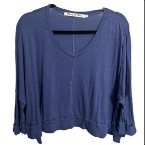 Michael Stars Revolve Women’s One Size Fits All Navy Blue 3/4 Sleeve Crop Top